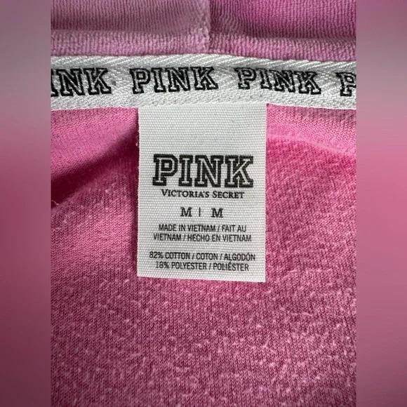 Y2K Victoria's Secret Love Pink Velour Hoodie bubblegum Pink Gold Sequin Medium - Picture 10 of 12